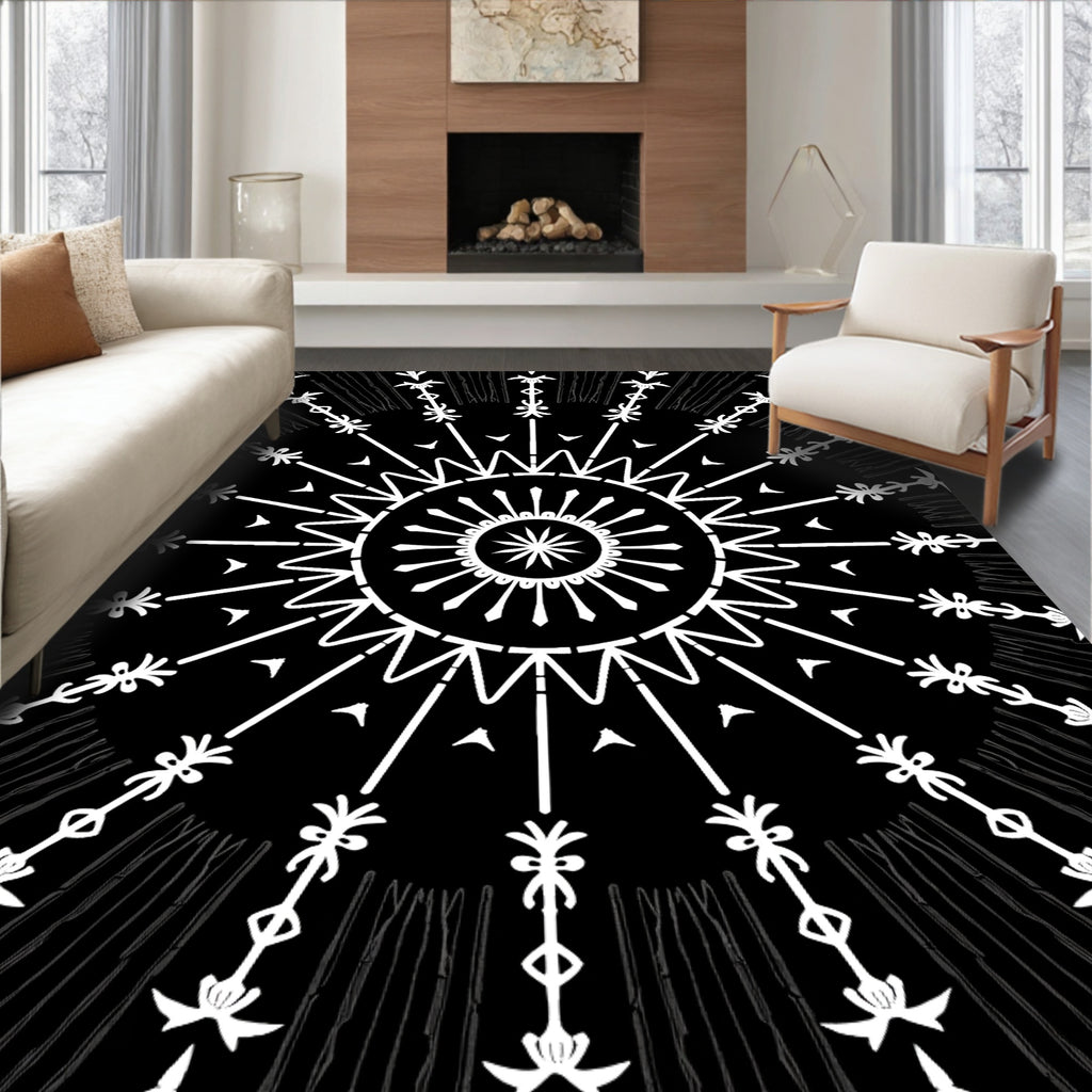 Radiant Sunburst Tribal Style Design Rug