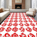 Red Floral Swirl Pattern Rug