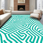 Teal Abstract Linear Movement Rug