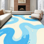 Flowing Blue Brushstroke Pattern Rug