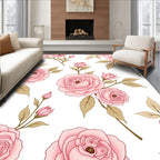 Pink Rose Patterned Artistic Rug