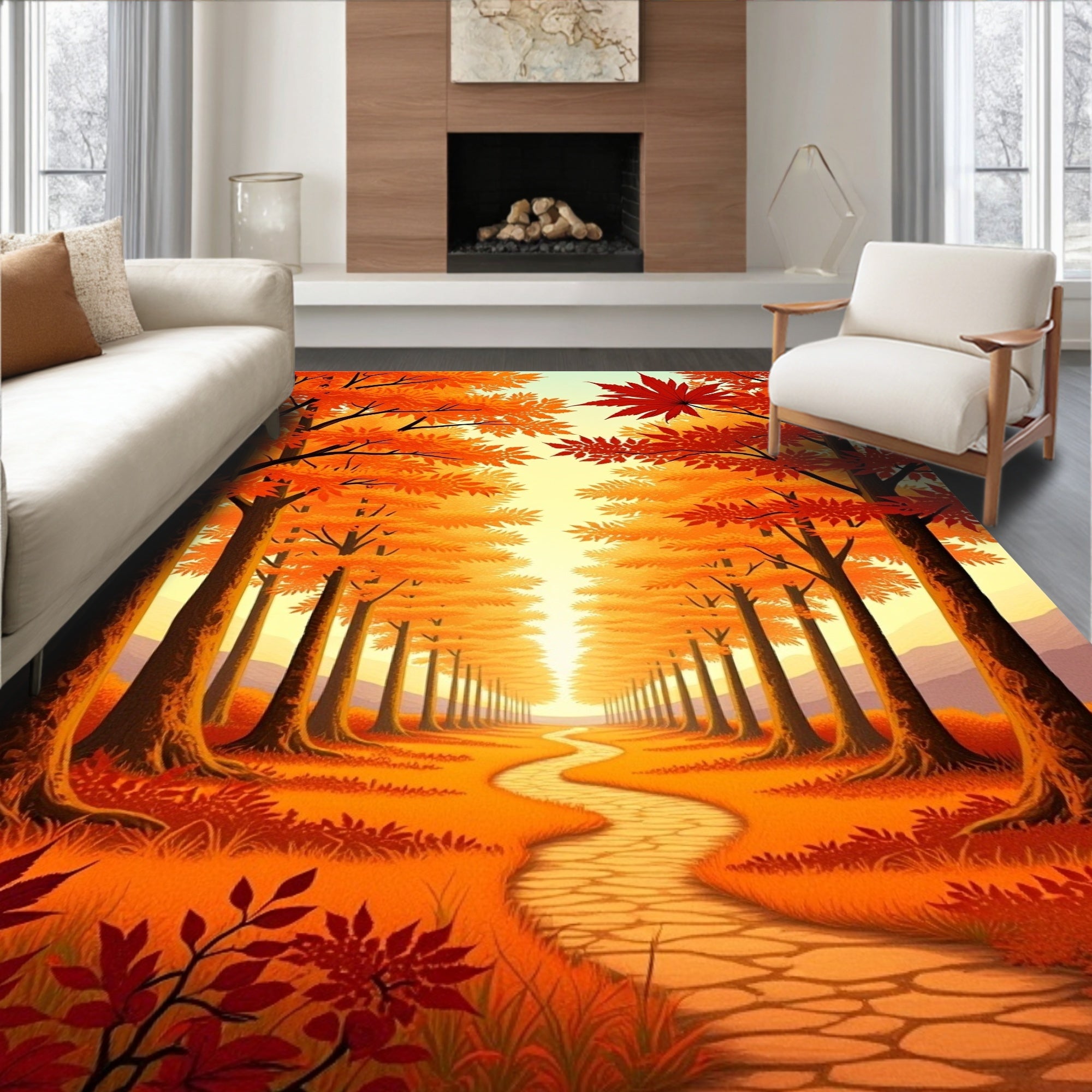 Autumn Forest Path Rug