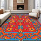 Vibrant Floral Geometric Pattern Rug