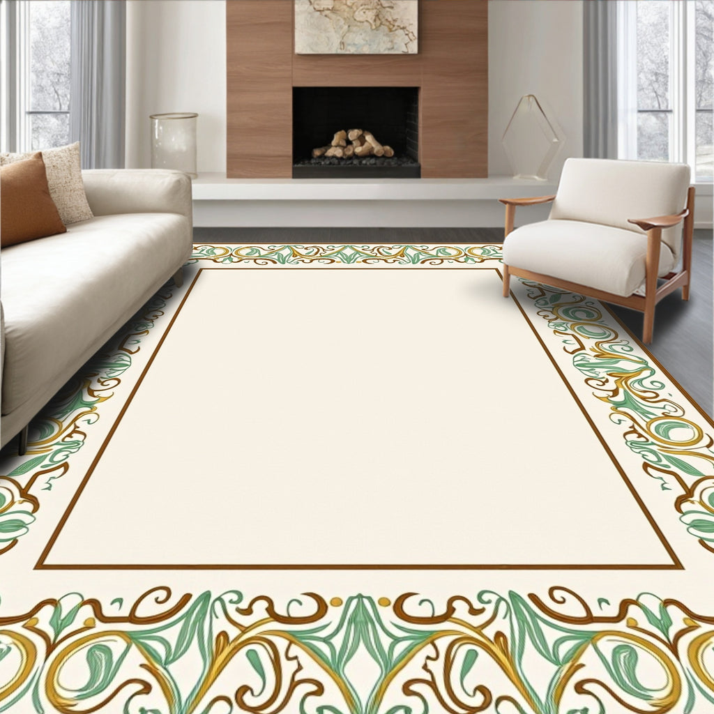 Art Nouveau Floral Swirl Border Rug