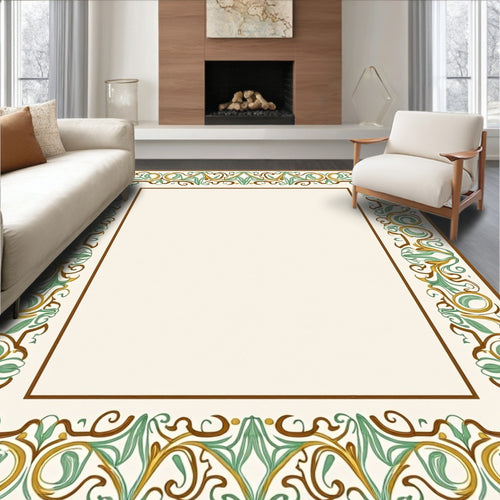 Art Nouveau Floral Swirl Border Rug