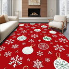 Red Festive Snowflake Ornament Pattern Rug