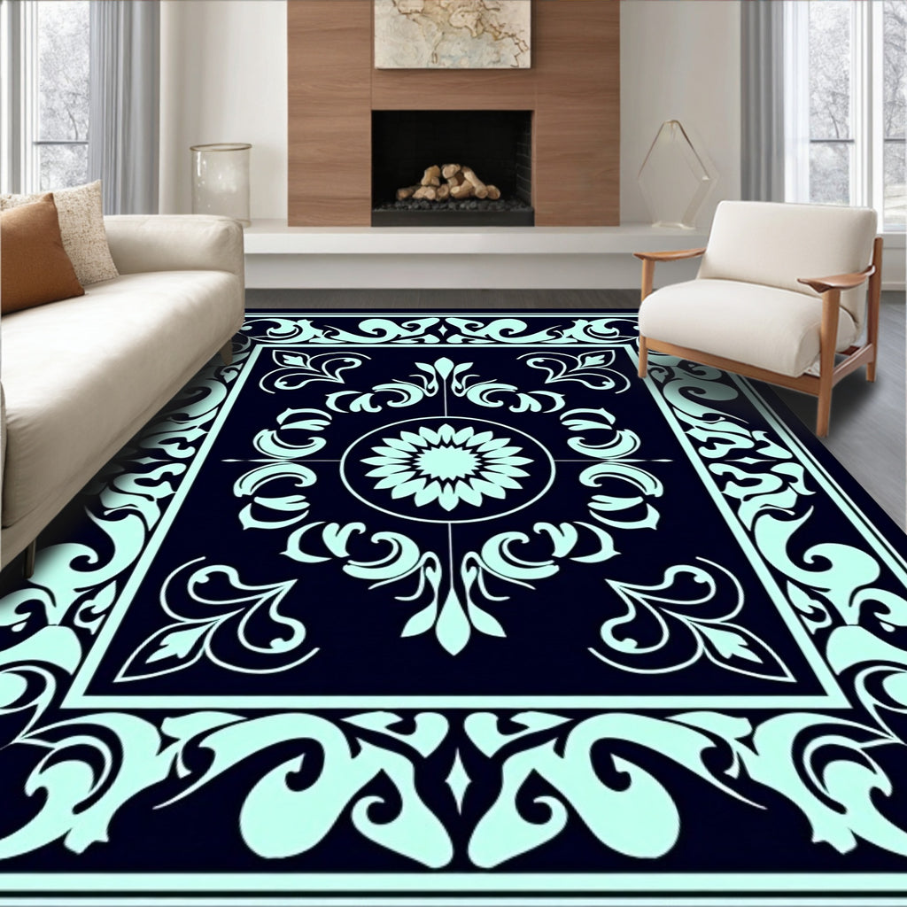 Vintage Floral Scrollwork Pattern Rug