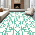 Green Geometric Lattice Inspired Pattern Rug