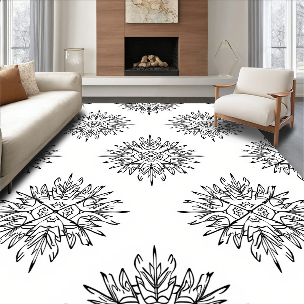 Abstract Floral Starburst Pattern Rug