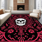 Gothic Skull With Pink Floral Accents Rug