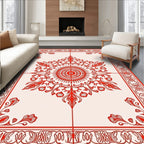 Crimson Geometric Mandala Floral Pattern Rug