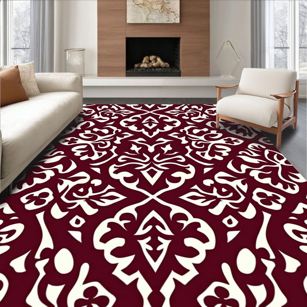Classic Floral Damask Pattern Rug
