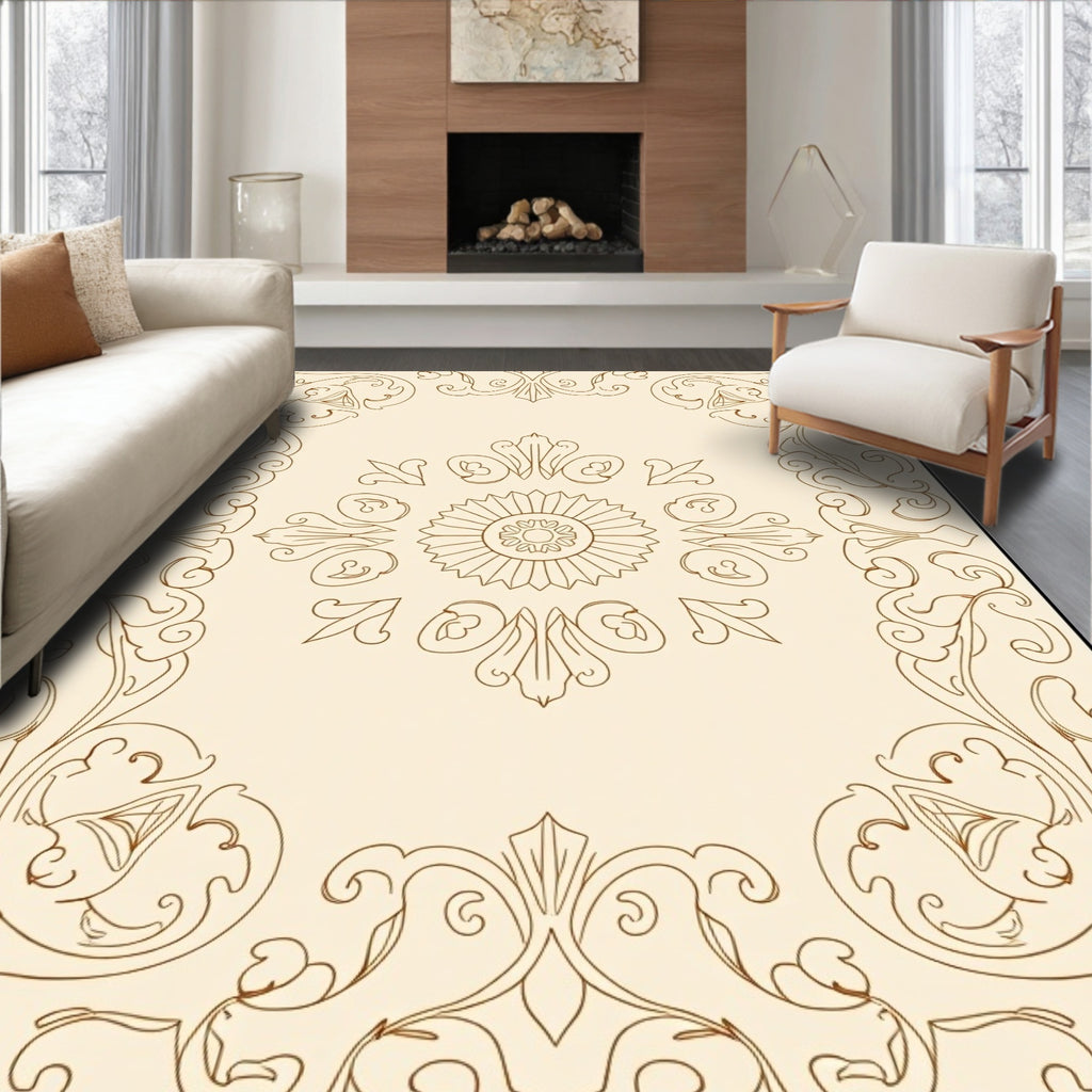 Classic Floral Scroll Medallion Design Rug