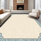 Classic Light Blue Swirl Pattern Frame Rug