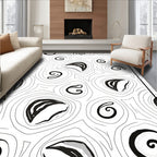 Organic Swirl Pattern Black and White Rug