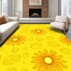 Cheery Yellow Daisy Floral Pattern Rug