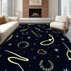 Celestial Gold Swirls and Stars Rug