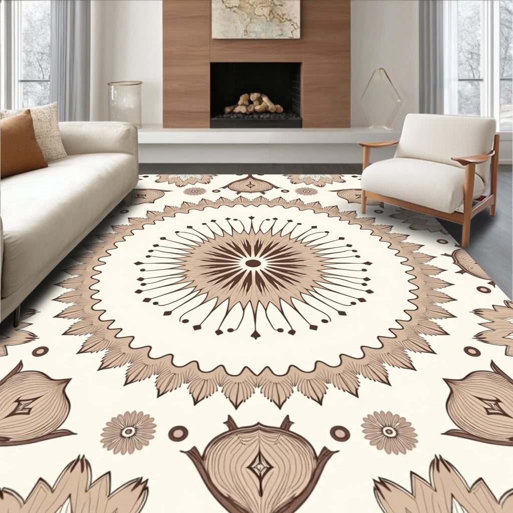Drawn Floral Mandala Pattern Rug