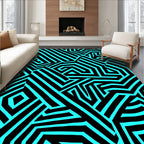 Bold Geometric Cyan Stripes Rug