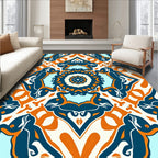 Colorful Symmetrical Medallion Geometric Pattern Rug