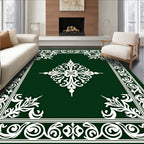 Elegant White Floral Bordered Design Rug