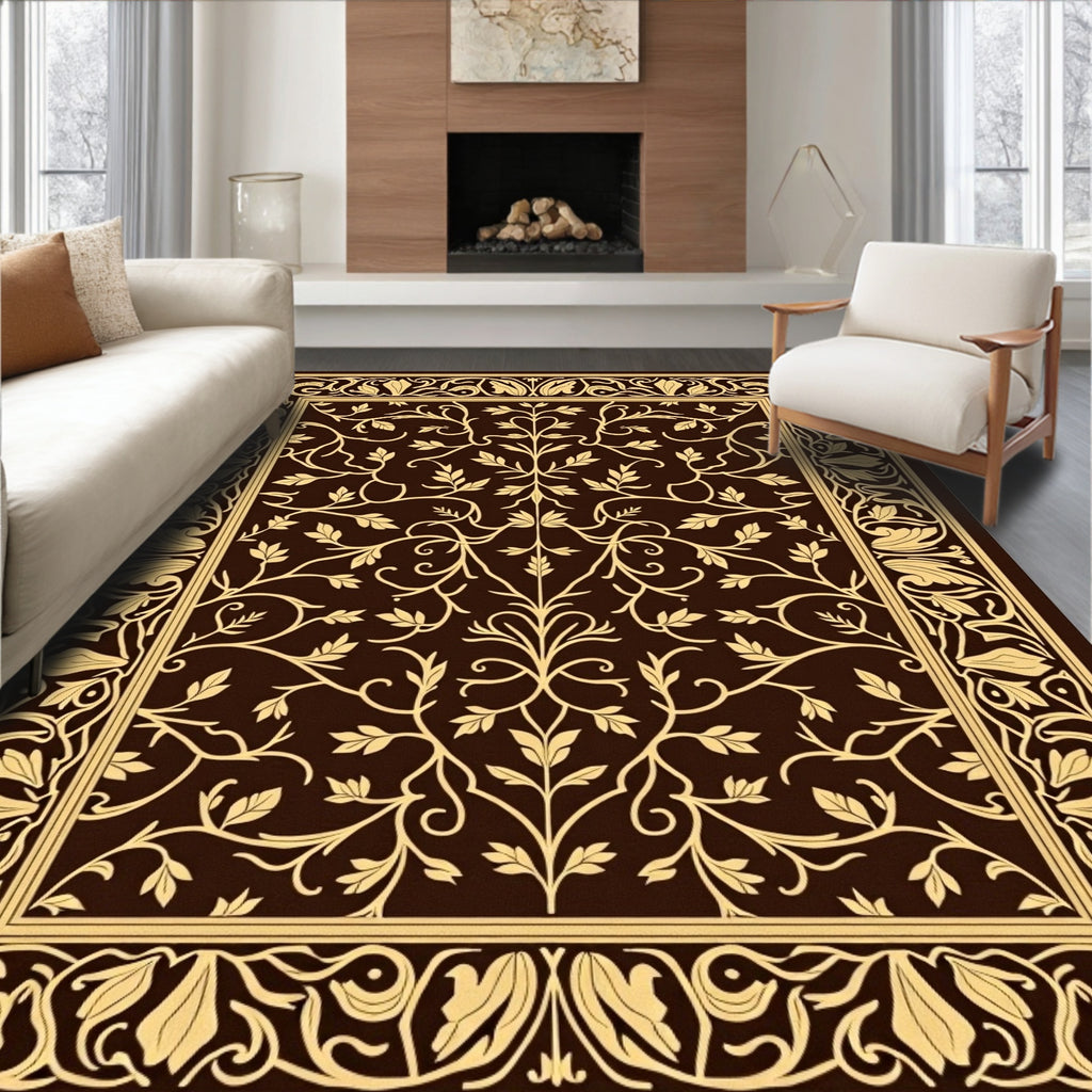 Ornate Vine Leaf Pattern Rug