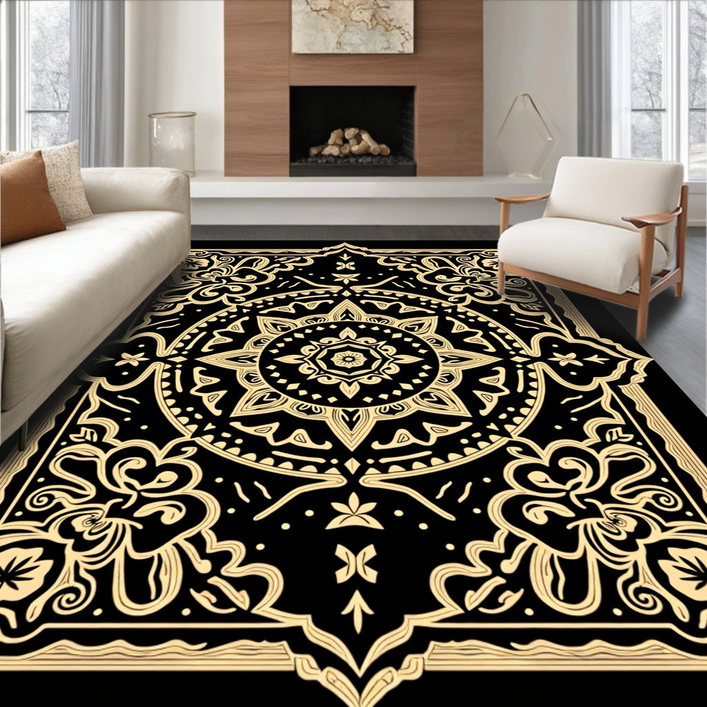 Ornate Floral Mandala Medallion Design Rug