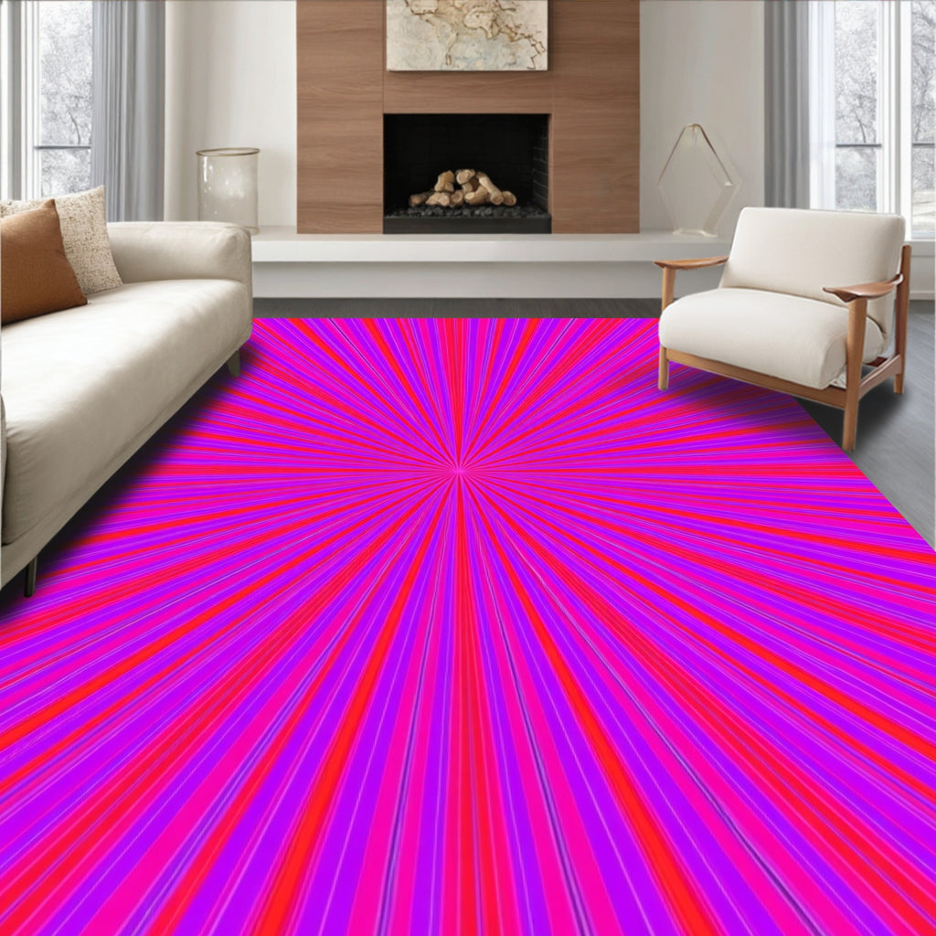 Radiant Pink Red Burst Rug