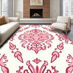 Elegant Pink Floral Damask Pattern Rug
