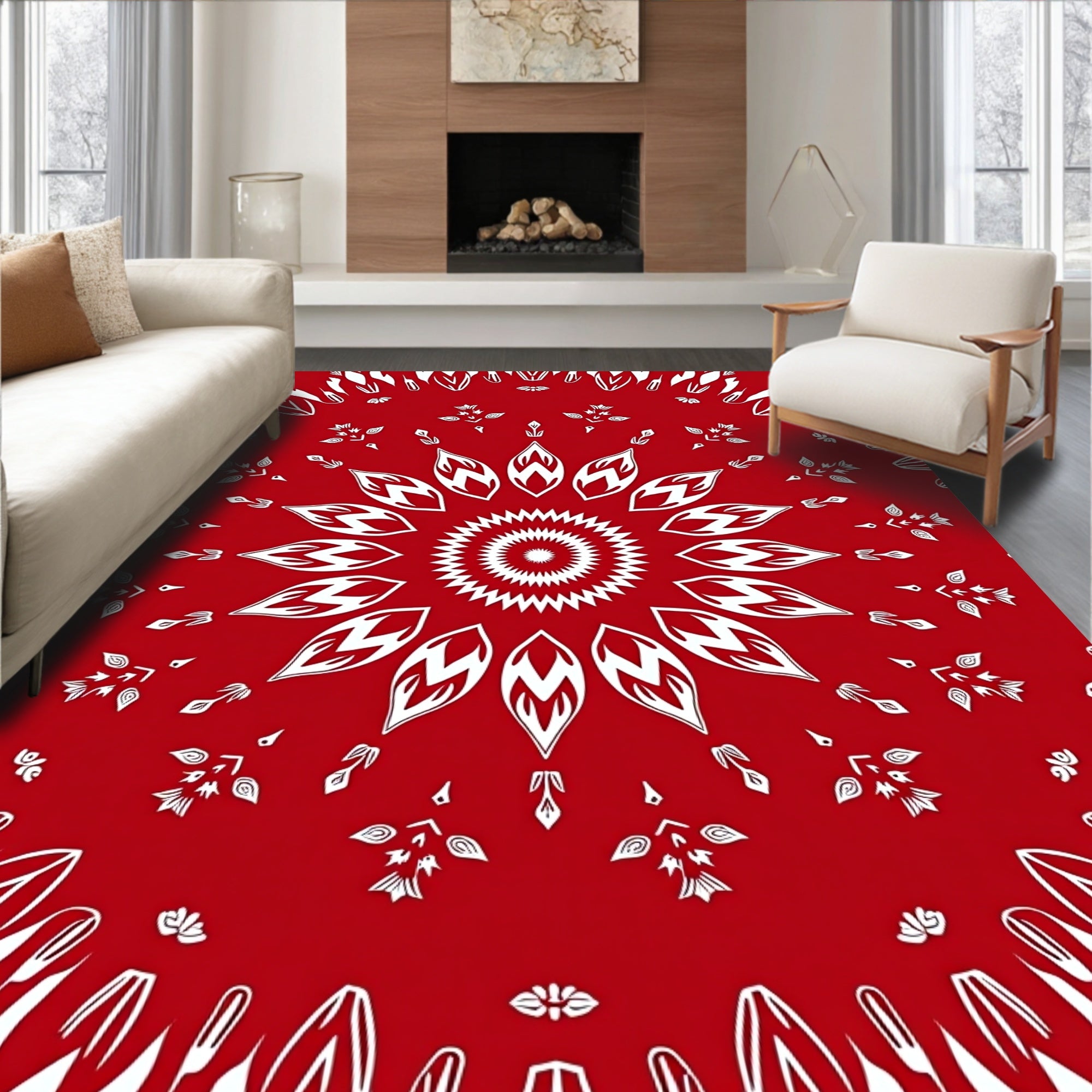 Radiant Floral Mandala Pattern Rug