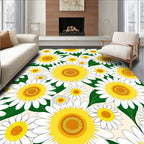 Daisy Floral Pattern With Yellow Centers Rug