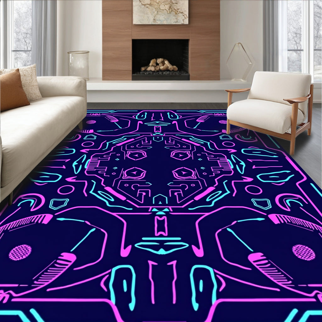Futuristic Circuit Abstract Design Rug
