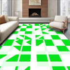 Green White Geometric Abstract Pattern Rug