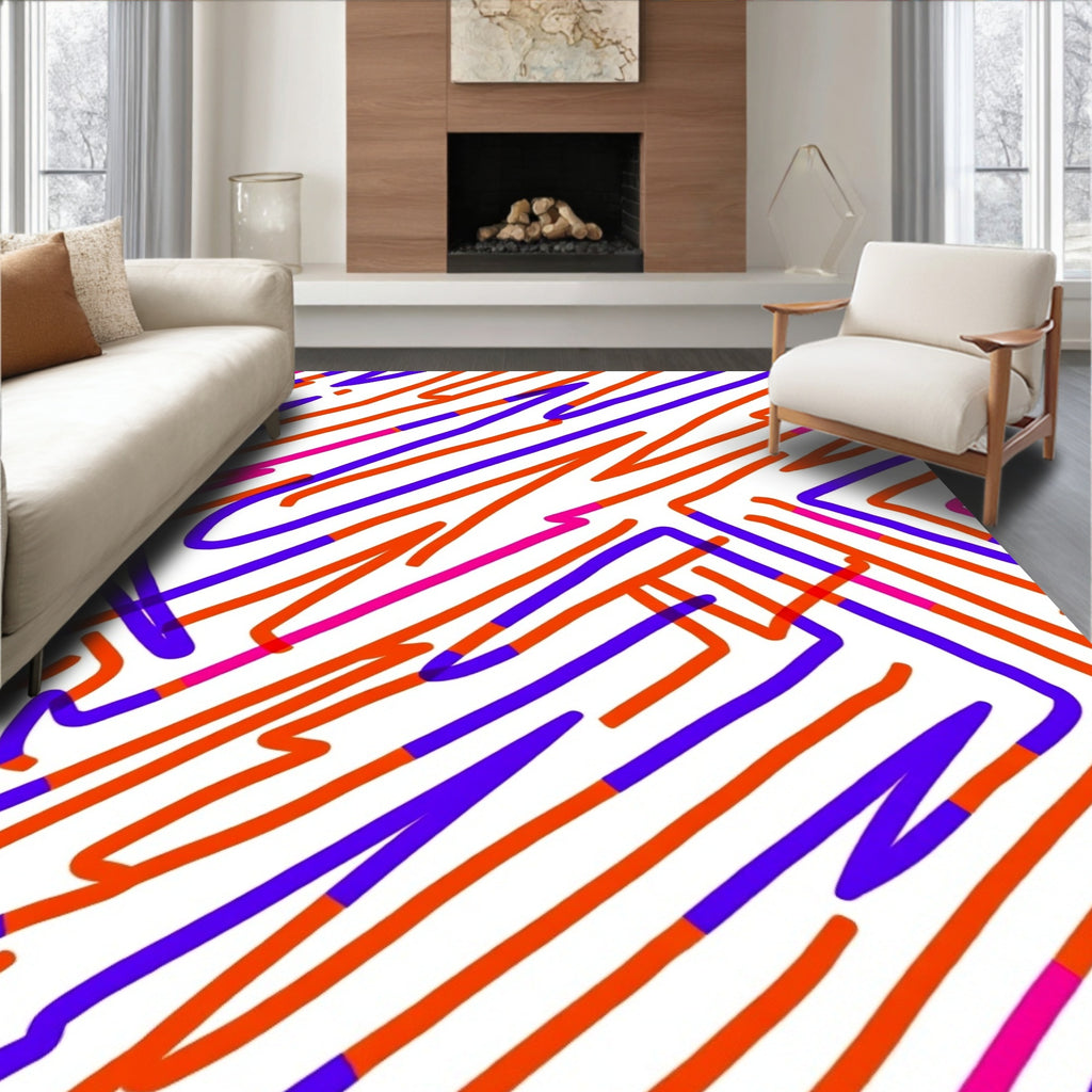 Vivid Abstract Zigzag Lines Rug