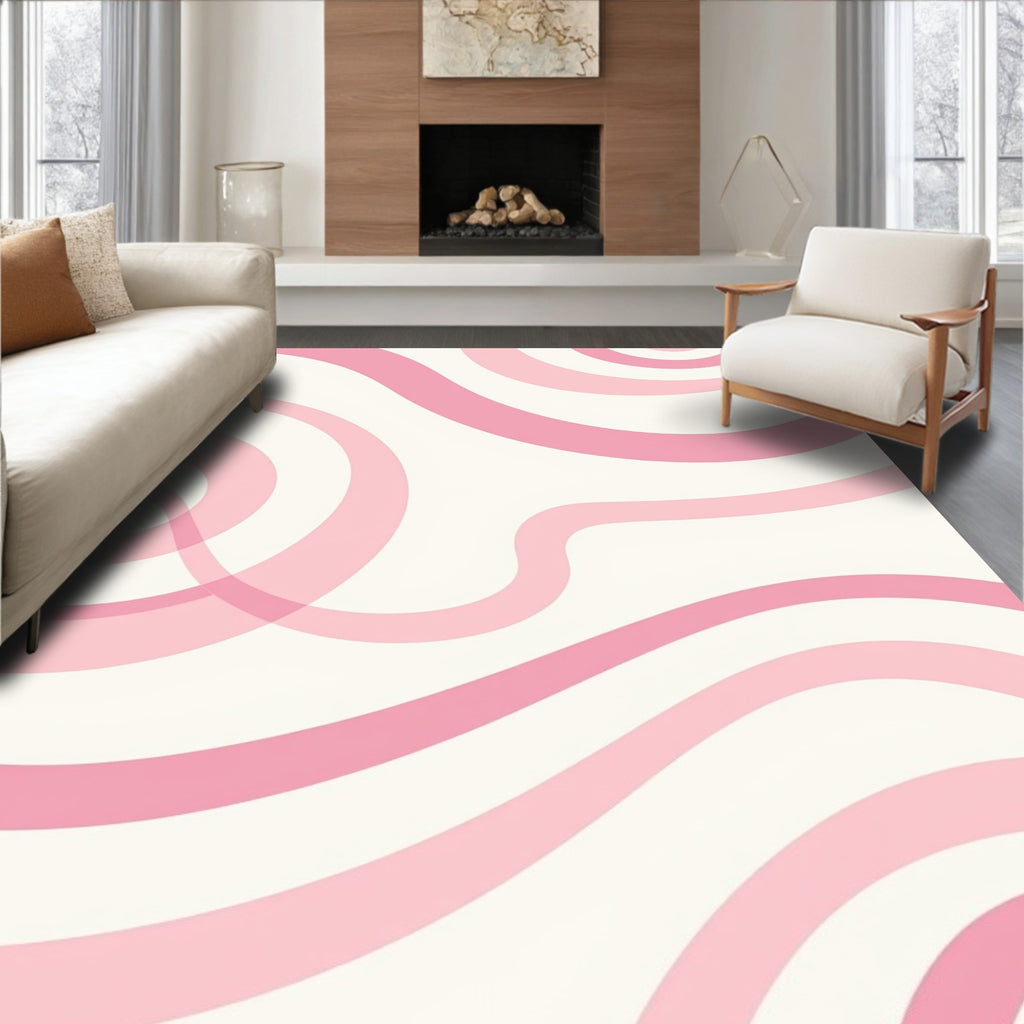 Pink Swirls Abstract Pattern Rug
