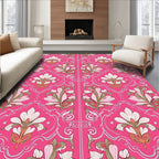 Fuchsia Floral Botanical Art Nouveau Rug