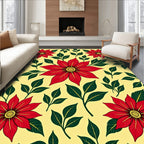 Bold Red Floral Patterned Rug