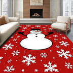 Winter Snowman Snowflake Motif Rug