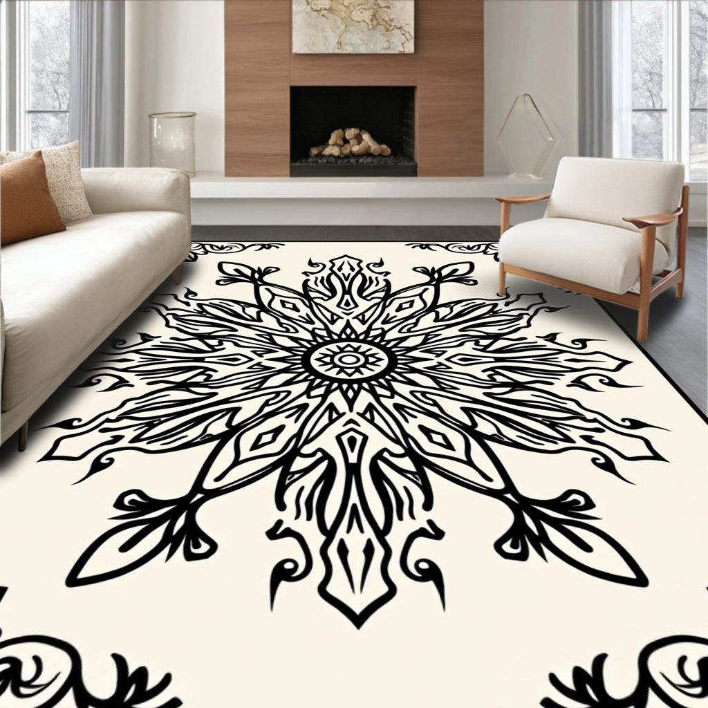 Intricate Floral Sunburst Pattern Rug