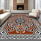 Ornate Black Brown Stylized Floral Rug
