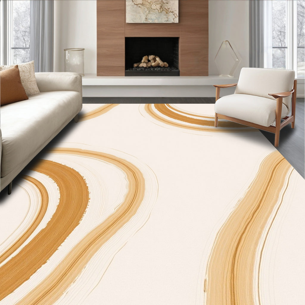 Organic Bronze Swirl Pattern Rug