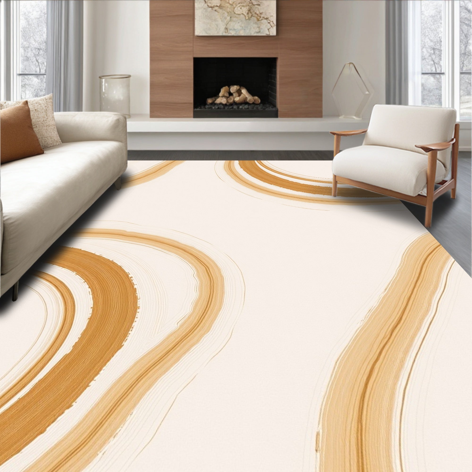 Organic Bronze Swirl Pattern Rug