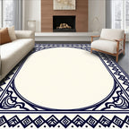 Classic Blue Cream Geometric Pattern Rug