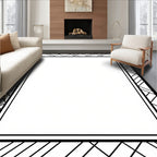 Art Deco Black White Geometric Border Rug