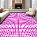 Pink Squared Grid Pattern Rug