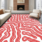 Bold Red Organic Wavy Lines Rug