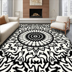 Bold Black White Mandala Pattern Rug