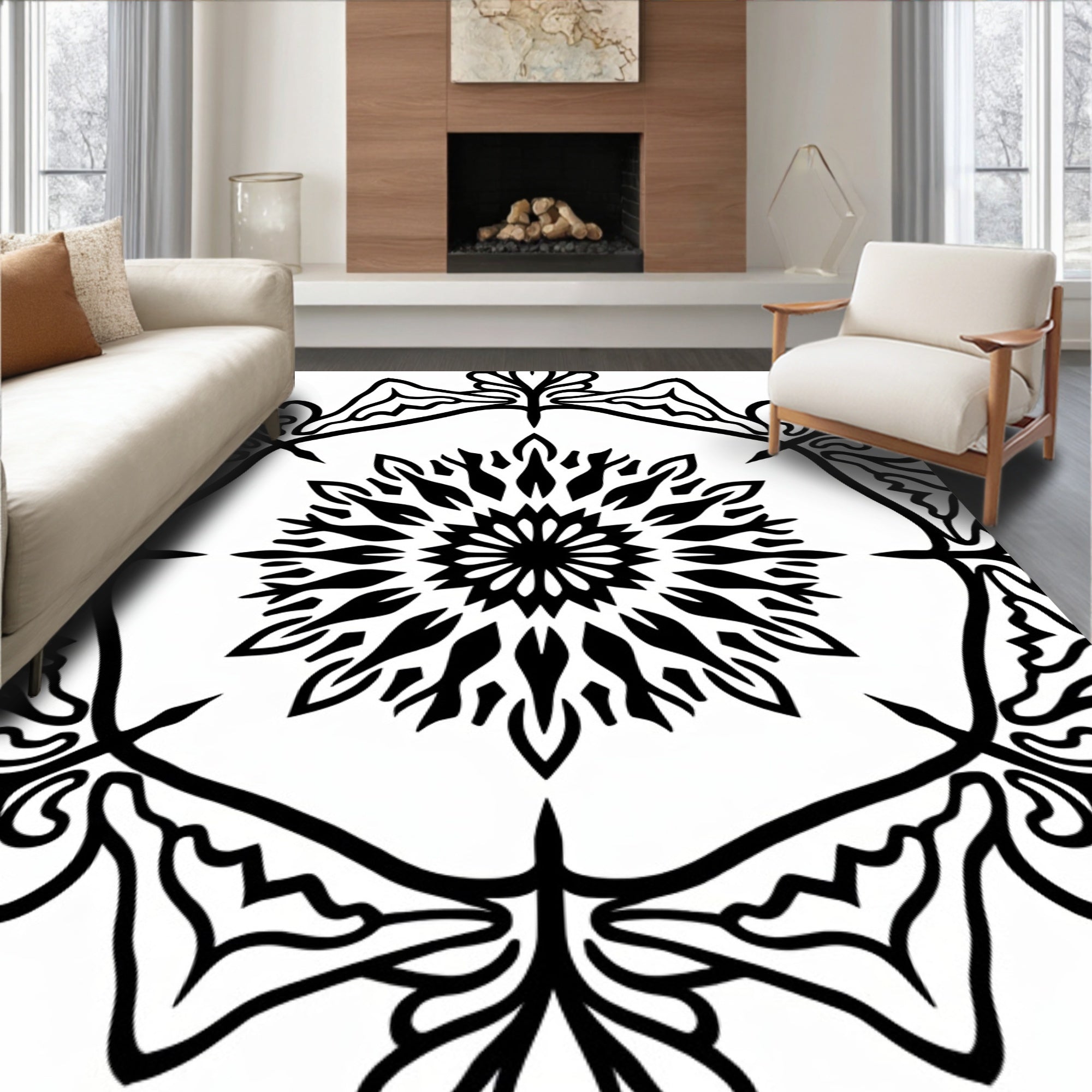 Bold Floral Mandala Style Design Rug