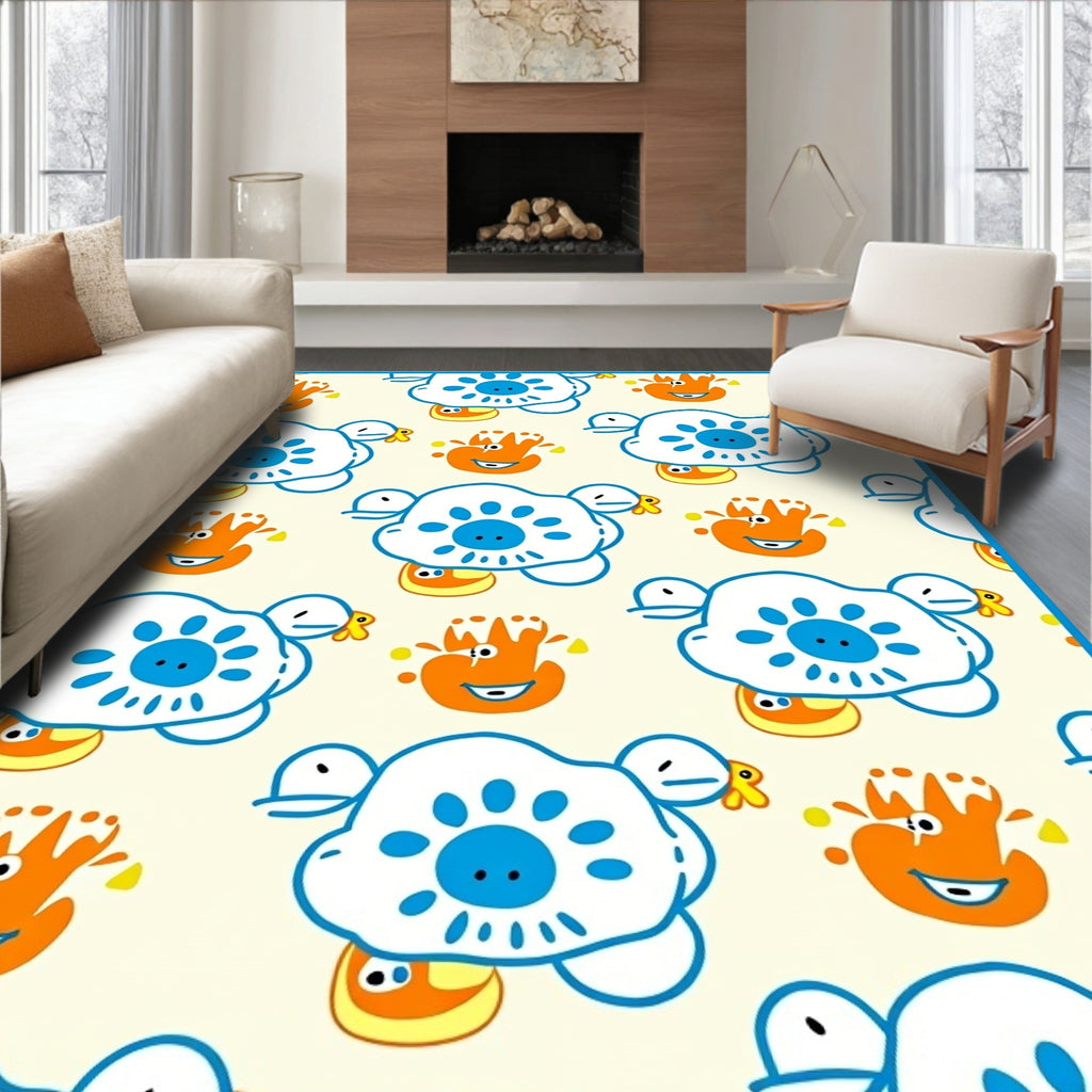 Whimsical Cartoon Character Pattern Rug
