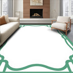 Elegant Mint Green Scrollwork Frame Rug